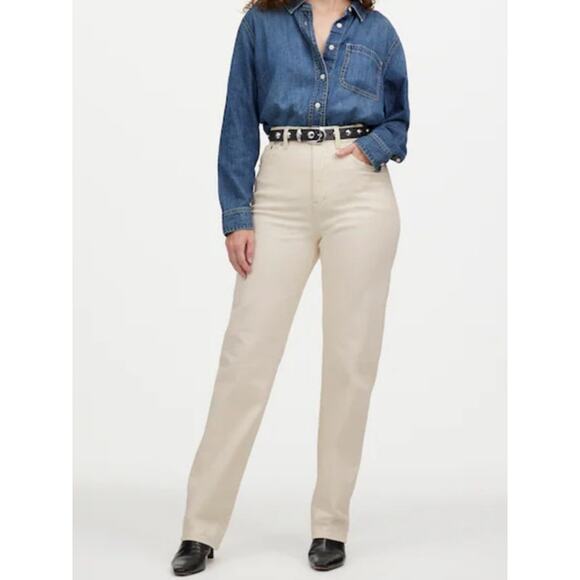 NWT Madewell The Curvy ‘90s Straight Jean Vintage Canvas Cream Size 33 - Picture 1 of 9